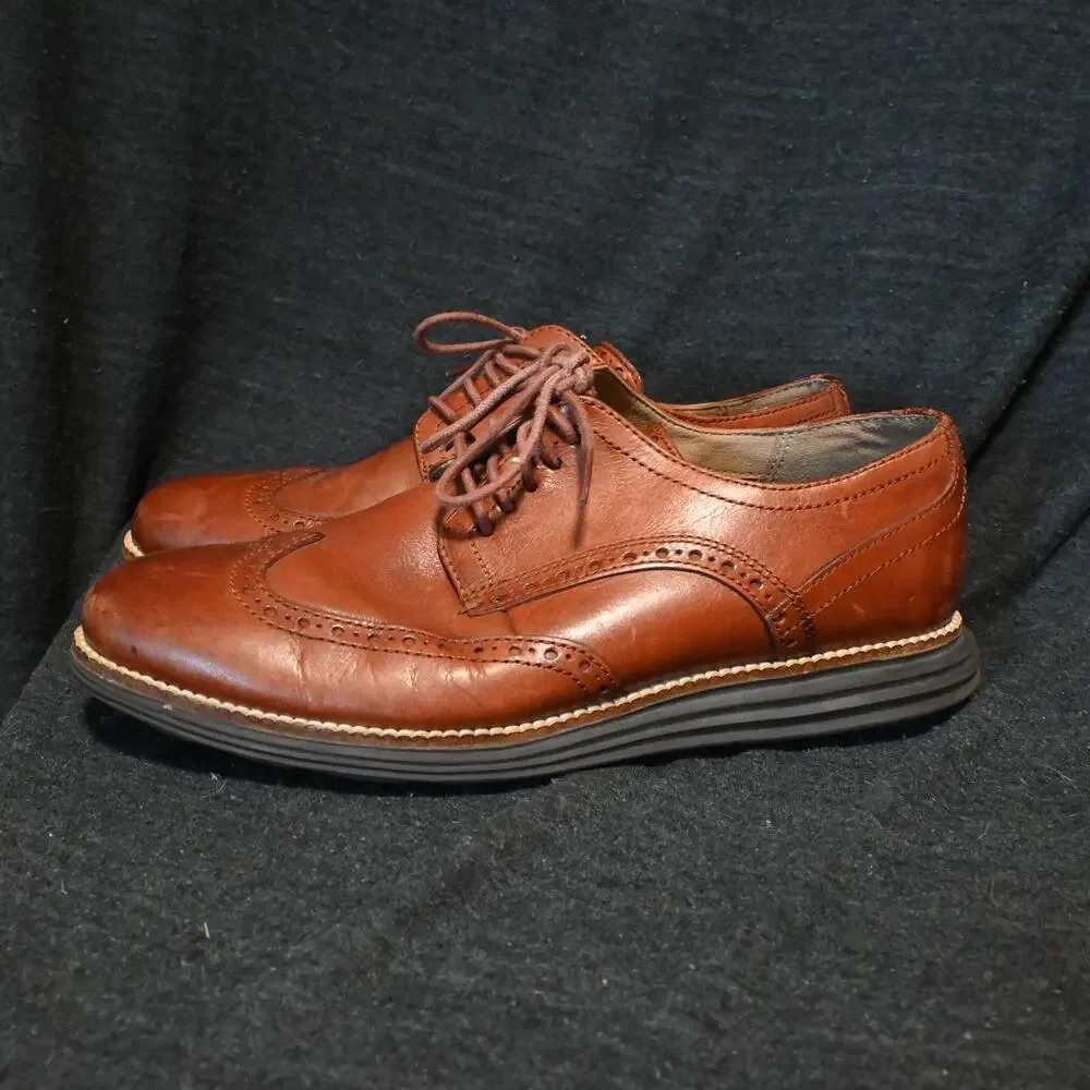 Cole Haan Men's 7W Original Grand Wingtip Brown Leather Oxford Dress Shoes